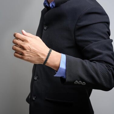 Чоловічий шкіряний браслет Casisto.J з нержавіючої сталі, плетіння, гравіювання, скандинавський стиль, чорний/сріблястий/золотий, з магнітною застібкою, у подарунковій коробці