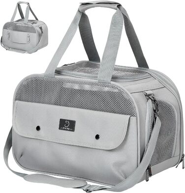 Транспортний бокс для тварин на 4 місця: коти, собаки. Підходить для авіаперельотів та авто. Легкий, з надійними застібками та сіткою. Сірий.