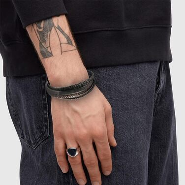 Чоловічий шкіряний браслет Lederarmband з гравіюванням та магнітною застібкою, коричневий, 22 см