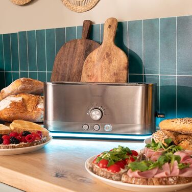 Тостер Cecotec Shine&Toast Extra з нержавіючої сталі, 1050W, 2 тости, широкі слоти 3,8 см, 7 рівнів підсмажування, світловий індикатор