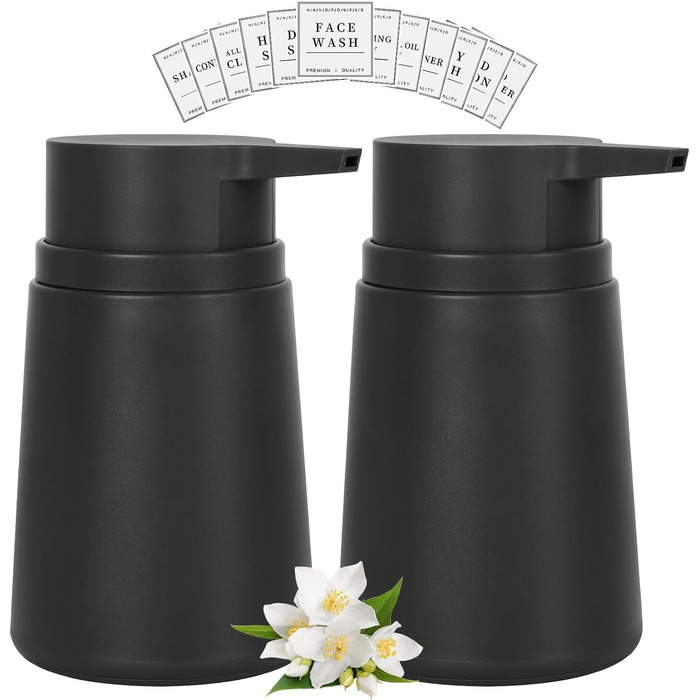 Дозатор для мила з пластику, 2 шт. - дозатори для мила з помпою для ванної, кухні, мийної кімнати, чорний