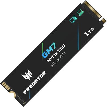 SSD Acer Predator GM7 1TB M.2 NVMe PCIe 4.0 - Швидкість читання до 7400 МБ/с - TLC NAND Flash - Внутрішній SSD для ПК, ноутбука та PS5