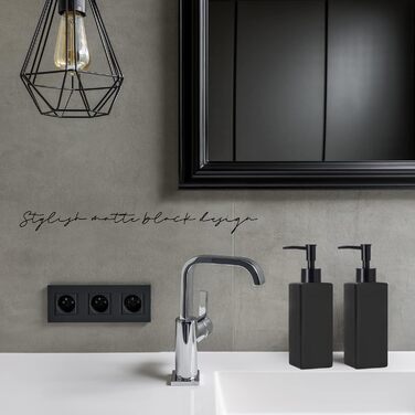 Чорний диспенсер для мила, скло Bibilan, матовий, для кухні, ванної, миття посуду, шампуню, квадратний