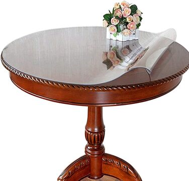 Ever Fairy Round Transparent PVC Tablecloth, Thickness 2 mm, Dia.70 cm, Round Waterproof Table Protector Table Film, Kitchen Dining Room Wood Furniture Protective Cover