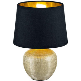 Настільна лампа Reality Leuchten Luxor, кераміка, золото, E14, 18x18x26 см, чорно-золота