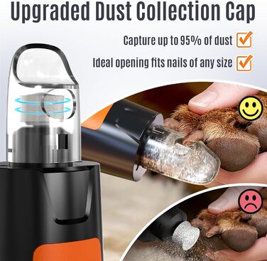 Електричний шліфувальник для собак та котів Casfuy Neue 6-Gang – тиха робота, 7 годин, 2 LED, для собак великих, середніх та малих порід