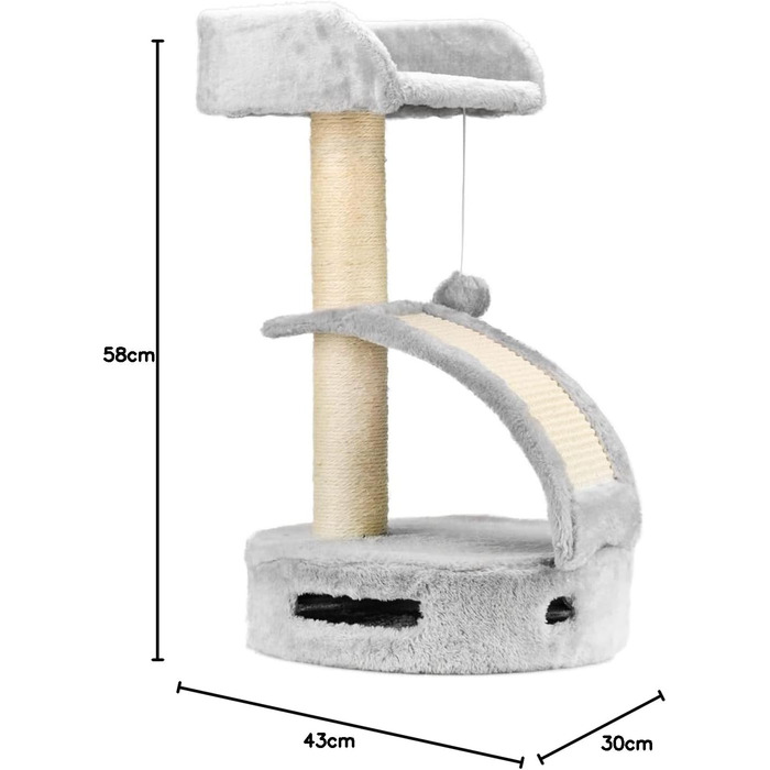 Драбина-кіготник для котів AQPET Panama, 58 см, сірий колір