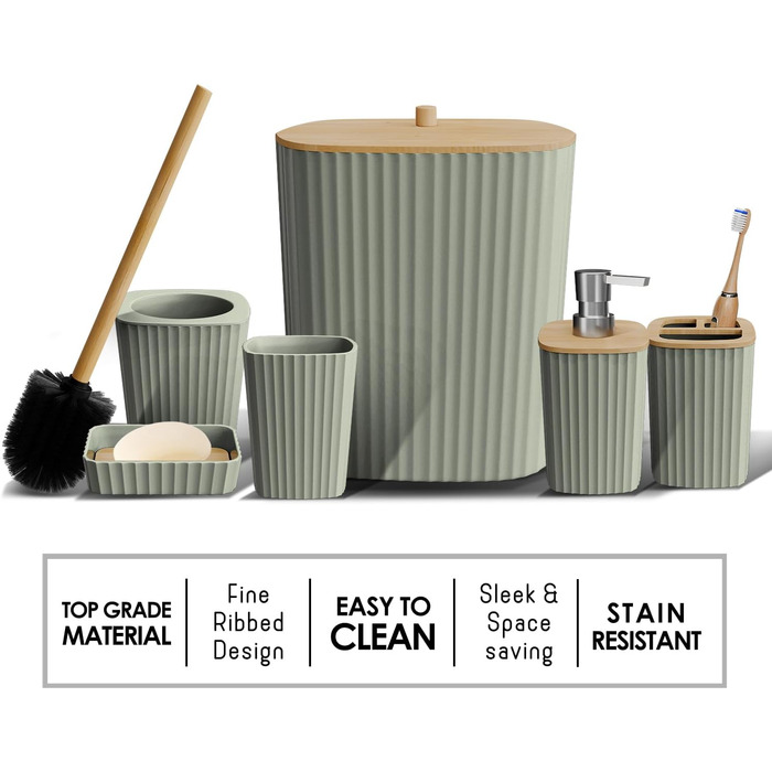 Набір аксесуарів для ванної кімнати Clara Clark Bad-Set Hunter Green (6 предметів)