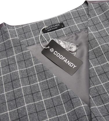 Жилет чоловічий під костюм COOFANDY, формальний, для весілля, класичний, slim fit, сірий в клітинку