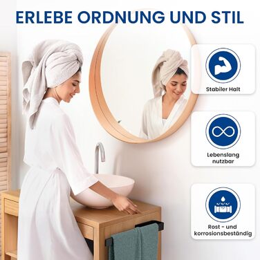 Тримач для рушників RTM R на стіну, з алюмінію, чорний матовий, 32 см