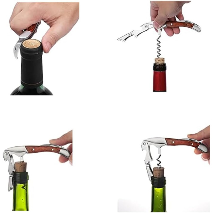 Sommelier knife, wine opener, professional corkscrew made of stainless steel, bottle opener with foil cutter, wine aerator pourer and vacuum stopper, wine accessories. (Sommelier knife)