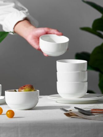 Набір супових тарілок DOWAN, 4 шт. (1100 мл, 300 мл), кераміка, білий, для кухні, паста, мілкшоп