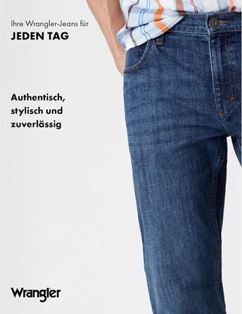 Джинси чоловічі Wrangler Straight Regular Fit, сині з чорним, W30-W44, 34W/32L Authentic Blue