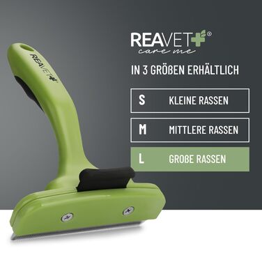 Гребінець для видалення підшерстя ReaVET для собак та котів з короткою шерстю, середніх порід. Видаляє підшерстя, доглядає за верхнім шаром шерсті, з кнопкою самоочищення. Ідеальний для сезонного линяння. (Великий, L)