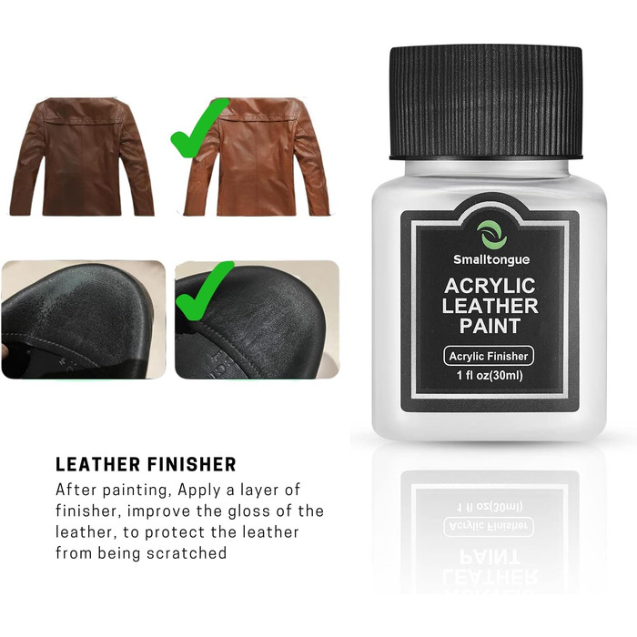 Smalltongue 14 Colors Acrylic Leather Paint Kit for Shoes, Sneakers, Sofas, Bags, Car Seats, Acrylic Leather Dye Set with Leather Preparation and Deglazer, 30ml (pack of 14)