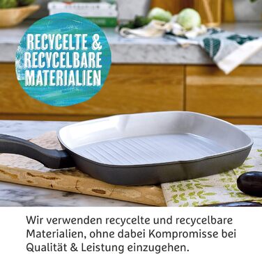 Prestige Earth Pan Grill Pan Induction - 28cm Pan - Non-Stick Pan, Recycled & Recyclable, Non-Toxic, Dishwasher Safe, Easy-Grip Handles, Grill Pan 28cm
