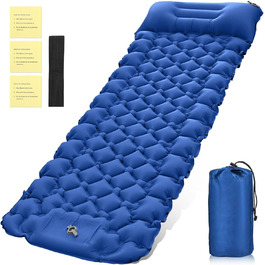 Каремат туристичний Raxfekro самонадувний, 8 см товщиною, з помпою та подушкою для кемпінгу, подорожей та відпочинку на пляжі