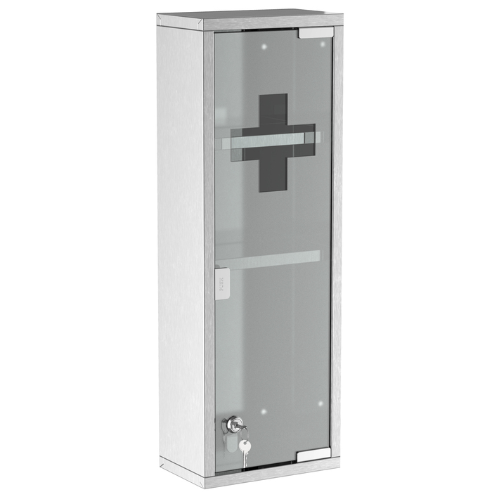 Kleankin Medicine Cabinet First-Aid Cabinet 20x12x58cm Stainless Steel with Frosted Glass in Silver, ideal for Home & Office