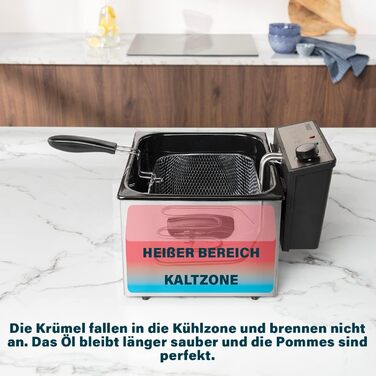 Princess Fritteuse – 3270 Watt, 5 Liter, Thermostat, 3 Fry Baskets, Cold Zone, 6-7 People, 185000, Grey
