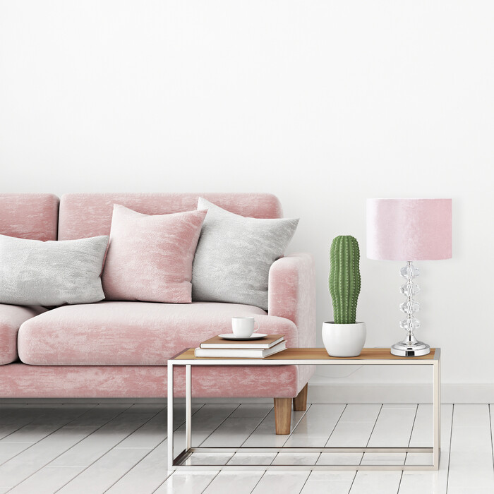 Relaxdays Table Lamp, Crystal and Velvet in Pink