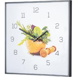 Levandeo Wall Clock - 30x30cm - Image of Kitchen Herbs, Spices, Cooking, Decoration (PVC Black)