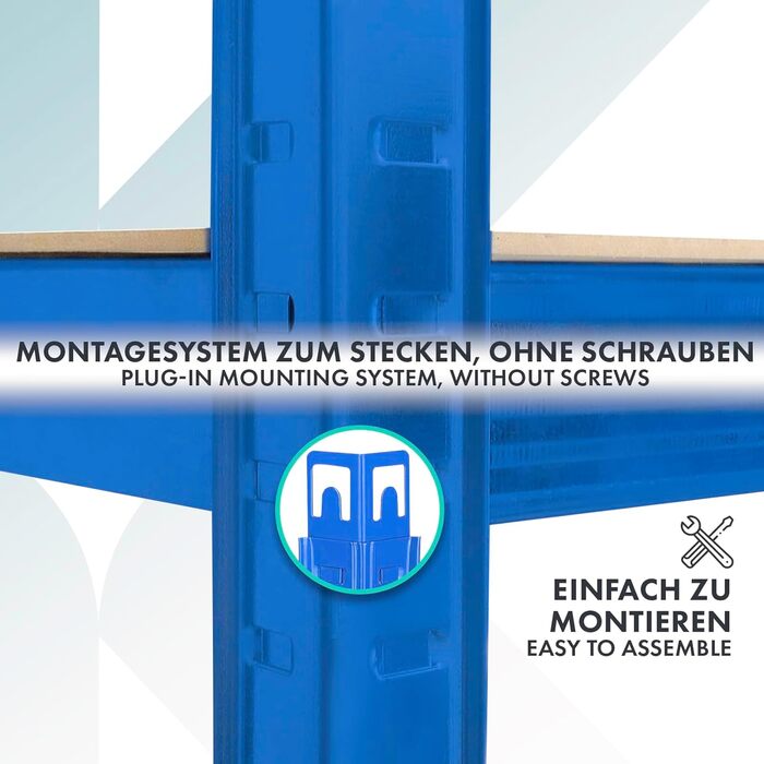 OfficeMarshal Heavy-Duty Shelving Unit - Lakota (200x120x60 cm, Blue)