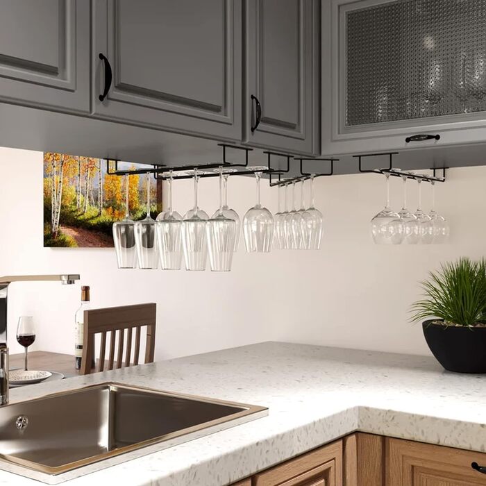 Підставка для келихів вина FWEEK (4 шт.) - рейлінг, кріплення для бару та кухні