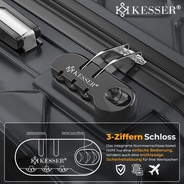 Чемодан KESSER® 120L з ABS-пластику з кодовим замком, вагами та органайзером | Валіза на колесах для подорожей та бізнесу, 55см