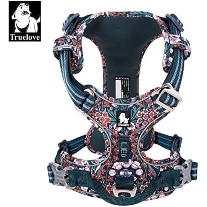 Шлейка для собак Truelove No-Pull TLH5655 M Navy Blazer, бавовняна, дихаюча, світловідбиваюча, регульована