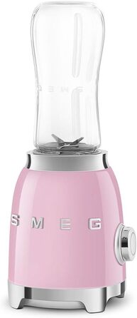 SMEG, Personal Blender PBF01PKEU, 2 speed settings, stainless steel double blade, 2 x 600 ml bottles included, non-slip base, integrated cable management, 300W, Rose