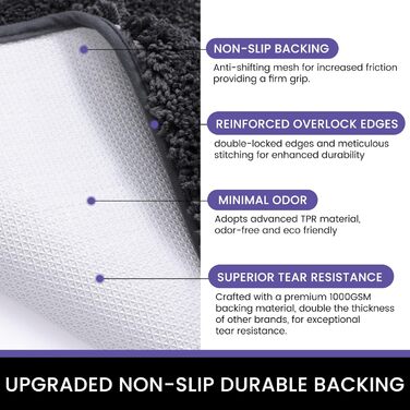 Килимок для дому 50x80 см, антиковзаючий, миючий, низький профіль, супер вбираючий, для собак, сірий (Runner 80x178 см)