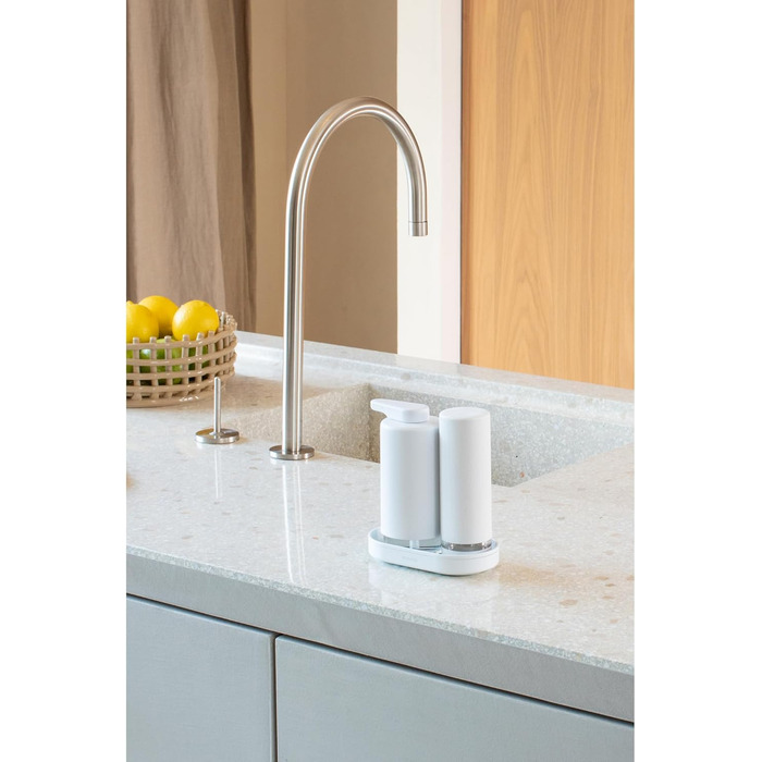 Brabantia Набір дозаторів для мила та засобів для миття посуду, 2 шт., сірий Infinite Grau, 2x200 мл, металевий з текстурованою поверхнею