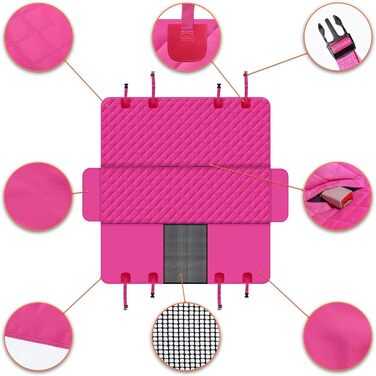 Захисний чохол на сидіння для собак, Rosa, для автомобілів, SUV та вантажівок, з сіткою, водонепроникний, з гаком для повідка