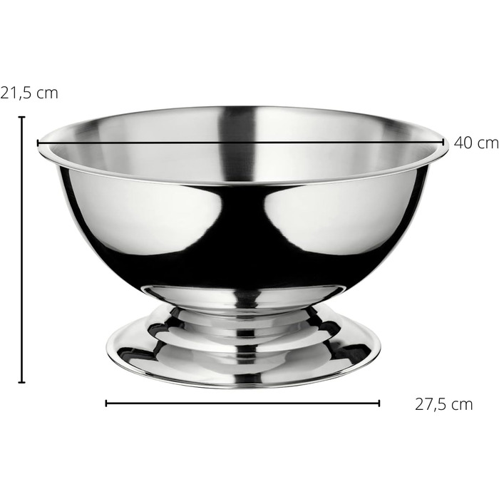EDZARD Champagne Cooler Cara (Ø 40 cm, large) made of stainless steel - bottle cooler, sparkling wine cooler - drink cooler for 5 bottles - bowl for wine, sparkling wine & ice cubes - wine cooler