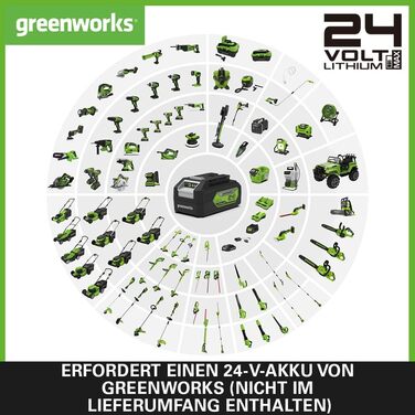 Greenworks GD24SDS2 акумуляторний дриль-ударний SDS з безщітковим мотором, 0-1000 об/хв, 0-4500 уд/хв, 2 Дж енергії удару, БЕЗ акумулятора 24V та зарядного пристрою, 3 роки гарантії, SDS-ударний свердло 2J