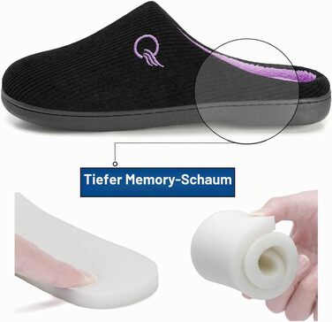 Зимові теплі капці Mishansha унісекс з ефектом пам'яті (Memory Foam) для дому та вулиці, чорні, розмір 40/41 EU