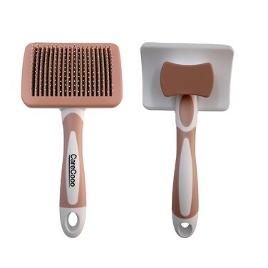 Щітка для котів та собак з довгим та коротким волоссям - видаляє підшерсток та ковтуни. Масажна щітка з антиковзним покриттям, помаранчевий колір, розмір S