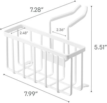 YAMAZAKI 5639 Tower Sink Organizer, White, Steel/Silicone, Minimalist Design, 20.3 x 18.5 x 14 cm (LxBxH)