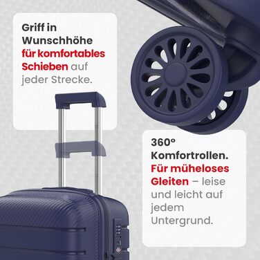 Чемодан GENTOR великий з колесами 64x44x24 см – легкий жорсткий чемодан Trolley з TSA-замком – валіза з жорстким корпусом для подорожей та відпочинку (XL, темно-синій)