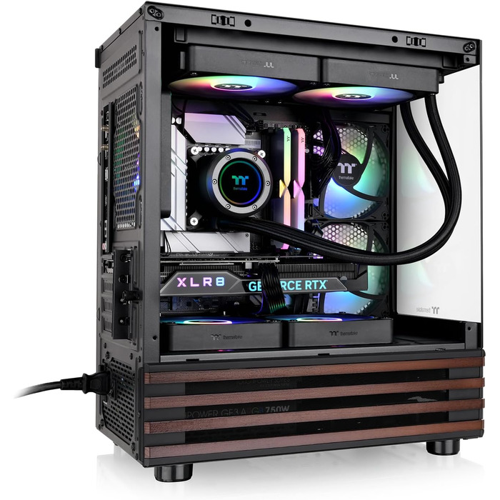 Корпус ПК Thermaltake TG ARGB View 170 Wood Black – Micro-Tower, Tempered Glass, 3x120mm ARGB, Підтримка 240/280mm радіатора
