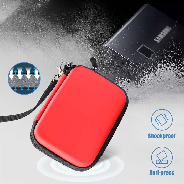 Чохол ProCase для SSD Samsung T7/T7 Touch (500GB/1TB/2TB) - ударостійкий, з силіконовою вставкою, червоний