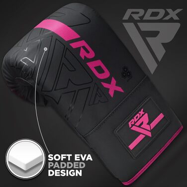 Боксерські рукавички RDX для кікбоксингу, муай-тай та MMA. Шкіра Мая, для спарингу, тренувань та боксу. Рожеві.
