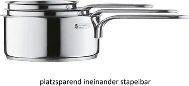 Каструля WMF Mini Stielkasserolle 14 см з нержавіючої сталі Cromargan, 0,9 л, без кришки, для невеликих порцій, Induktion