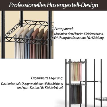 Відкритий шафа-система AQRA: зручний шафа-організатор з 9 полицями та 5 штангами для одягу, стійка для одягу з місткою конструкцією (193.5x43.5x195 см)