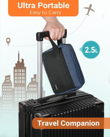 Чоловіча дорожня туалетна косметичка, водонепроникна, з кишенею для бритви та ручкою, органайзер для косметики у спортзал, душ, ванну кімнату, подарунок для чоловіків, чорно-сіра (чорний & темно-синій)