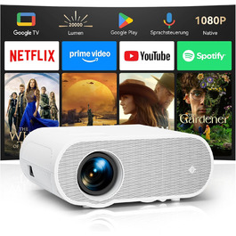Beamer Beamer C10: 4K LED проєктор для дому з Google TV, Play Store, 1080P, сумісний зі смартфоном/ноутбуком/HDMI