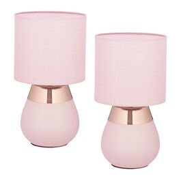 Relaxdays Table Lamp with Fabric Shade, 2-Piece Set