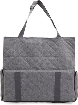 Автомобільний сидіння для собак середніх та великих порід, сіре, розмір M (60x41 см), матеріал: поліестер (імітація льону)