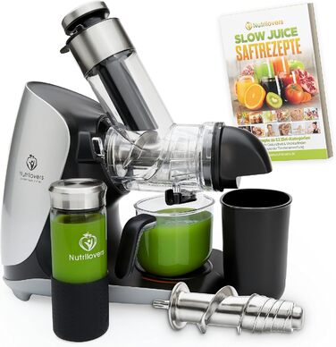 GREEN-PRESS EDELSTAHL Slow Juicer 304 Stainless Steel Auger BPA-Free I GERMAN BRAND I Whole Fruits, Celery, Vegetables, and Fruit Juicer, Test Winner 2023, All-Rounder Electric Juice Press Silver Knight / Stainless Steel