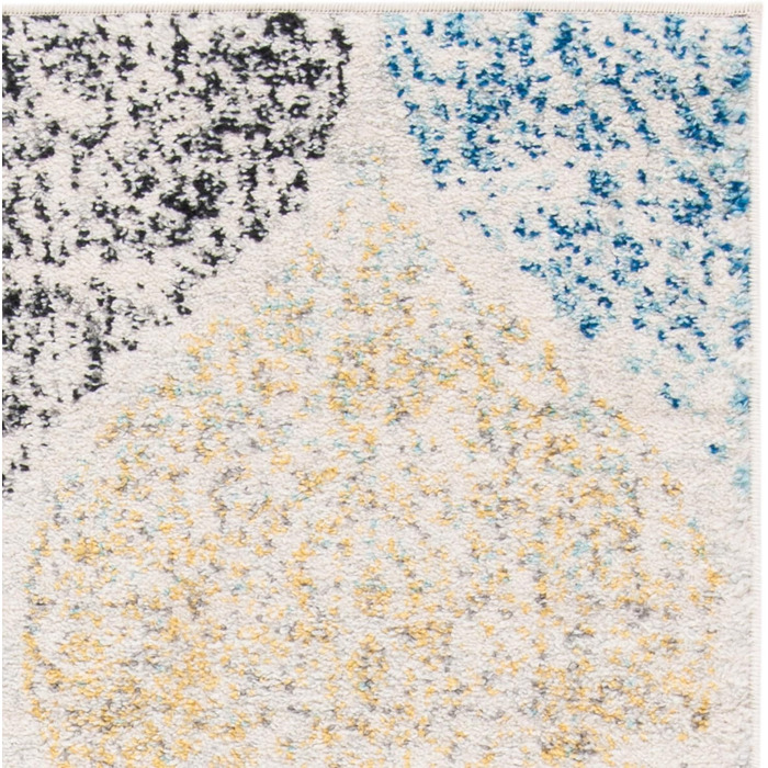 Килим SAFAVIEH Distressed для вітальні, їдальні, спальні - колекція Madison, короткий ворс, 155 x 229 см (слонова кістка та блакитний, прямокутний)